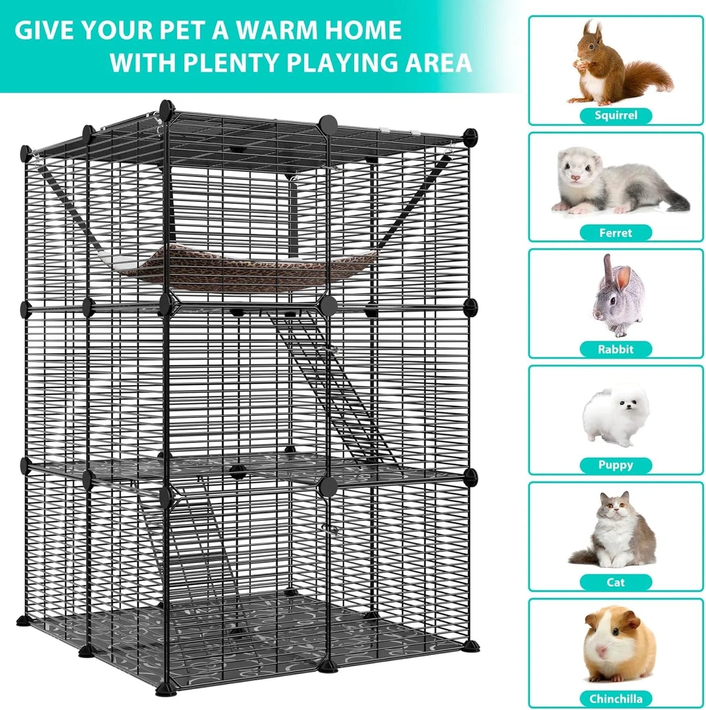 3-Tier Cat Cage Indoor Cat Enclosure