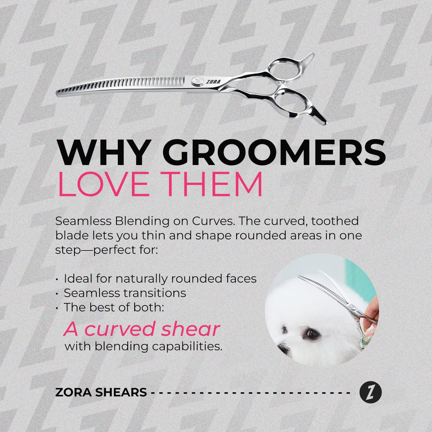 Zora Pet Grooming Curved Blender Shear