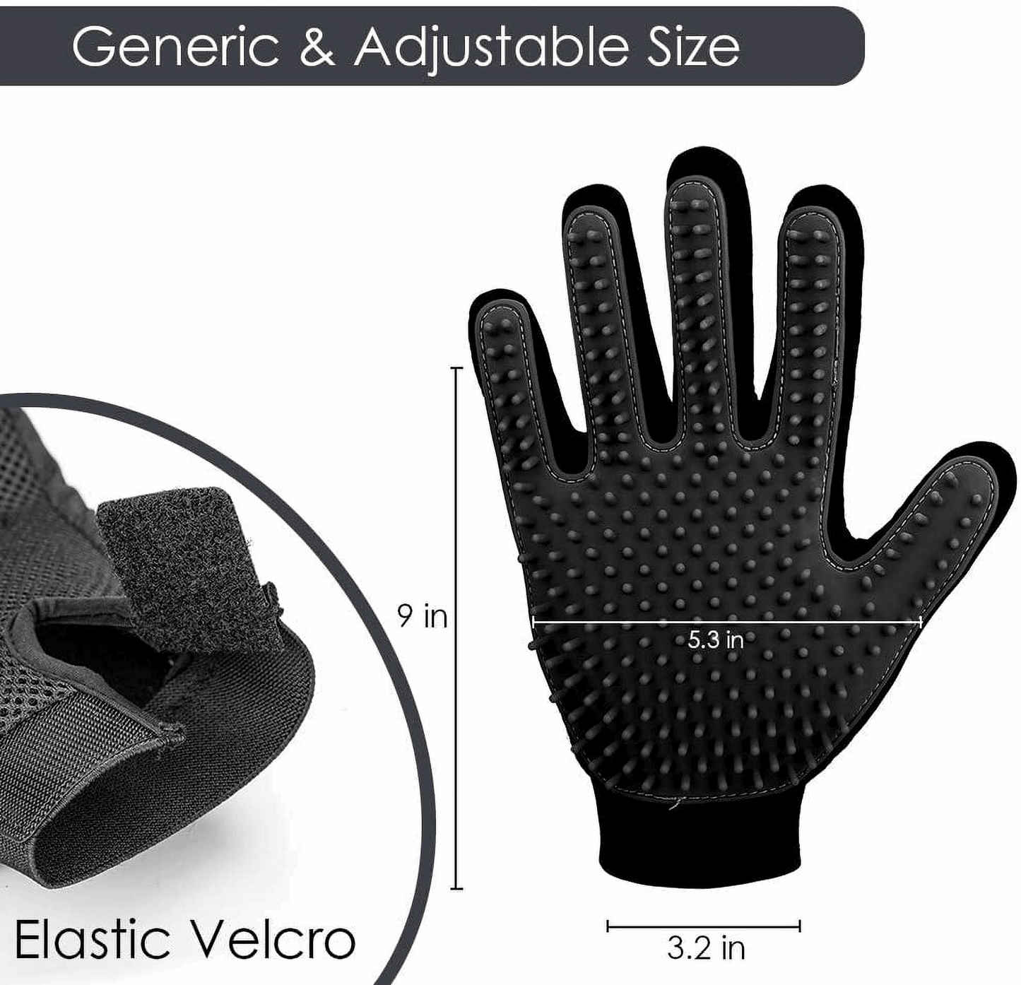 Silicone Pet Grooming Gloves – Fur Remover Mittens, 1 Pair